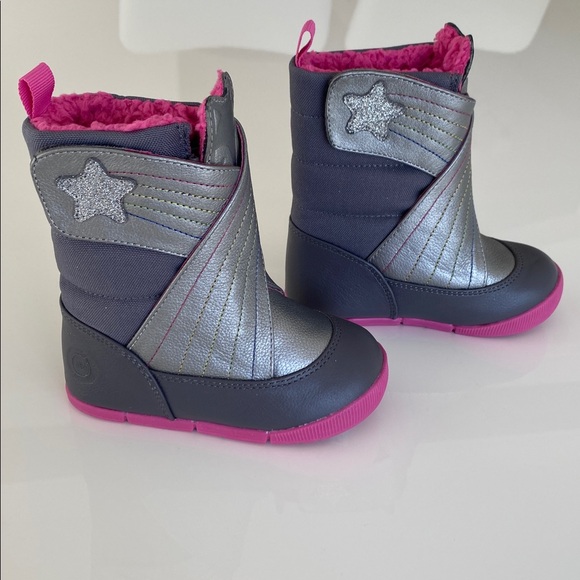 NEW Livie & Luca Fox Silver/Pink Rainbow Fleece Leather Boots girls toddler 8 - Picture 5 of 14